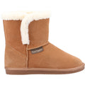 Hush Puppies Ashleigh Suede And Faux Fur Women's Tan Slippers