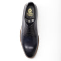 Base London Script Washed Leather Men's Navy Oxford Shoes