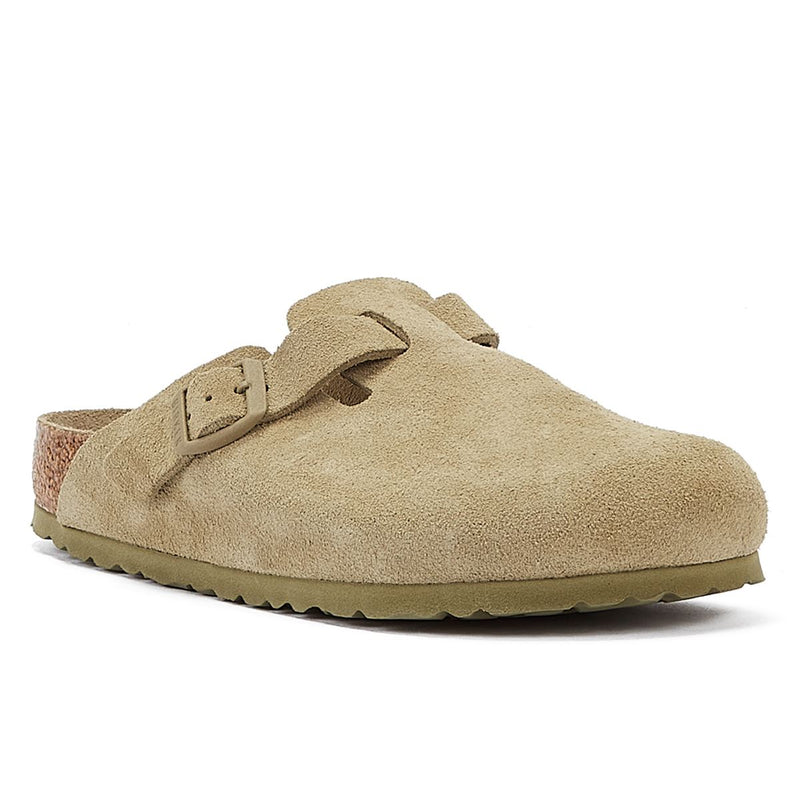 Birkenstock Boston Suede Faded Khaki Grey Clogs