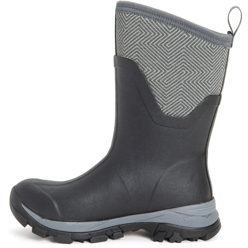 Muck Boots Arctic Ice Mid AGAT Rubber Black/Grey Geometric Wellington Boots