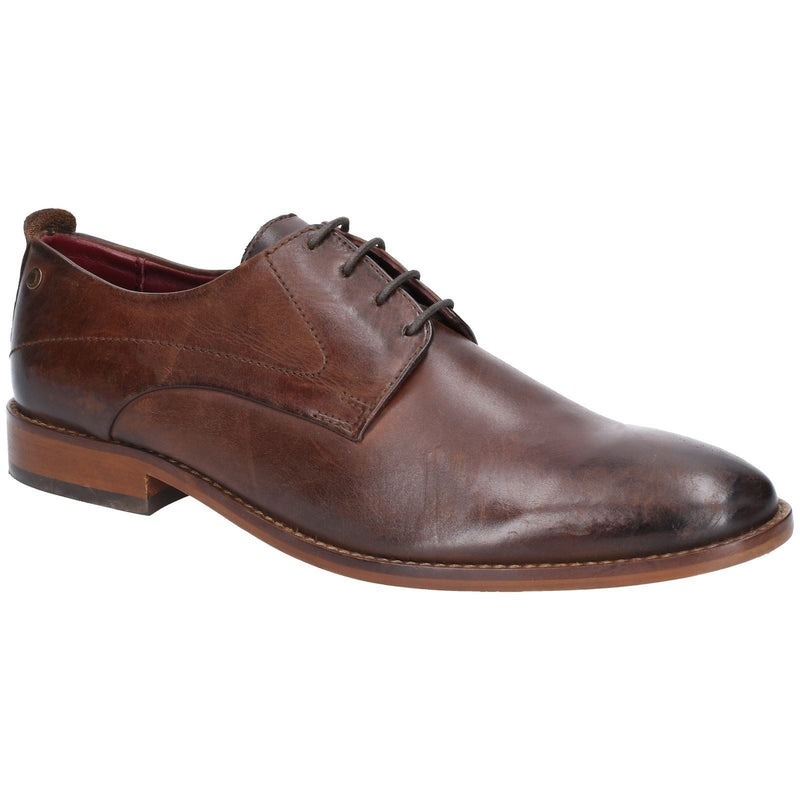 Base London Script Washed Leather Men's Brown Oxford Shoes