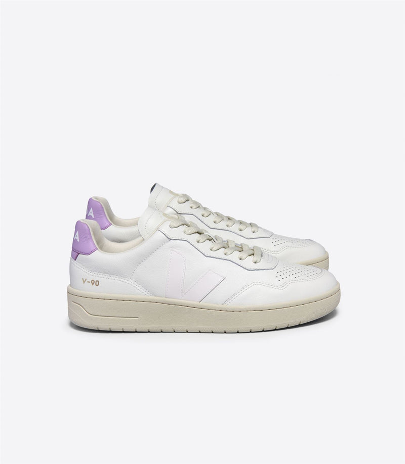 Veja V-90 Leather Women's White/Orchid Trainers