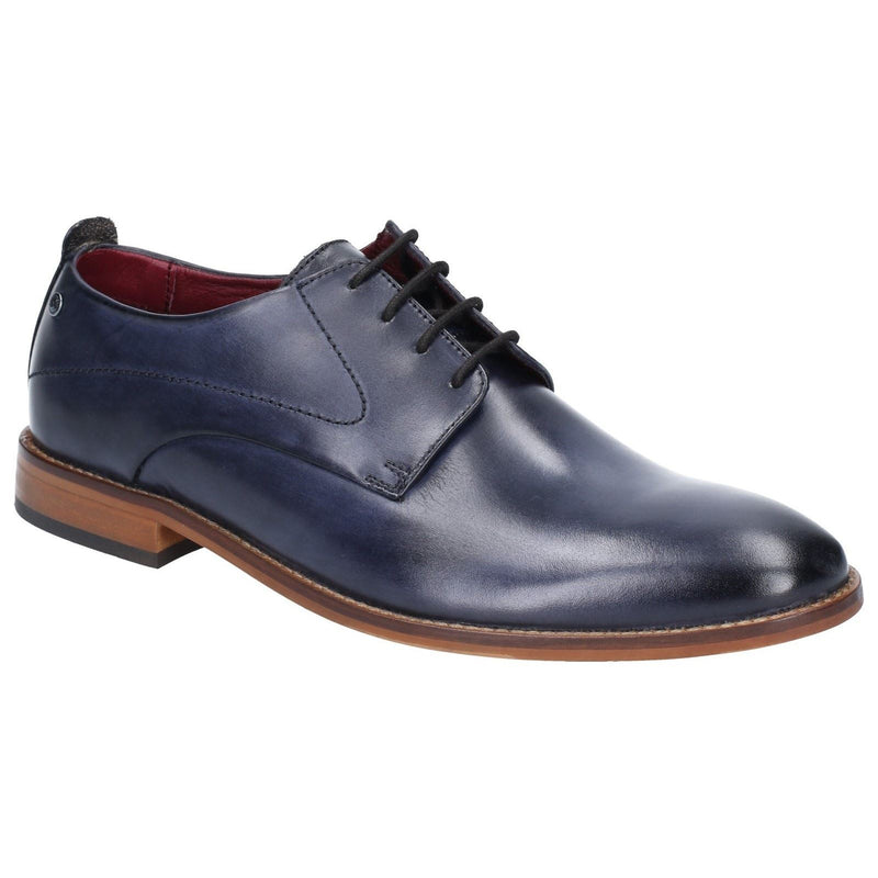 Base London Script Washed Leather Men's Navy Oxford Shoes