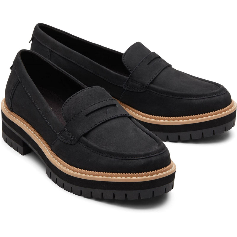 TOMS Cara Leather Women's Black Loafers