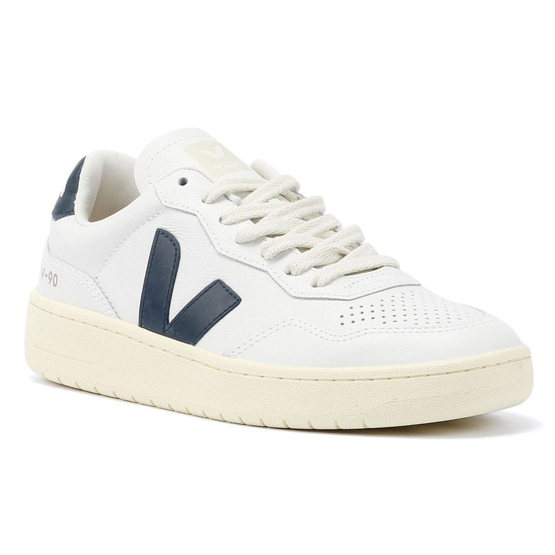 Veja V-90 Leather Women's White/Navy Trainers