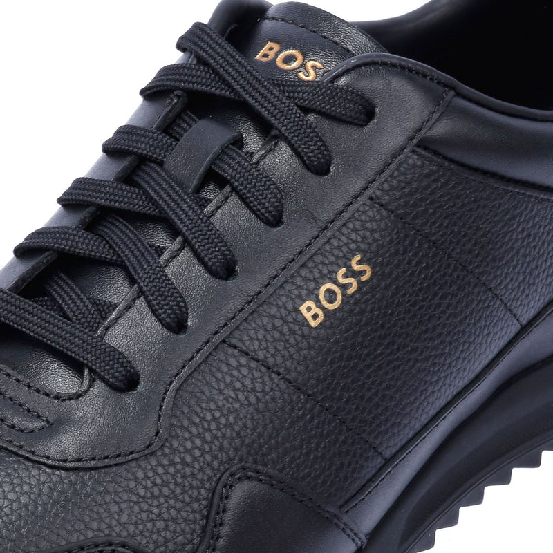 Boss Zayn Low Leather Men's Black/Gold Trainers