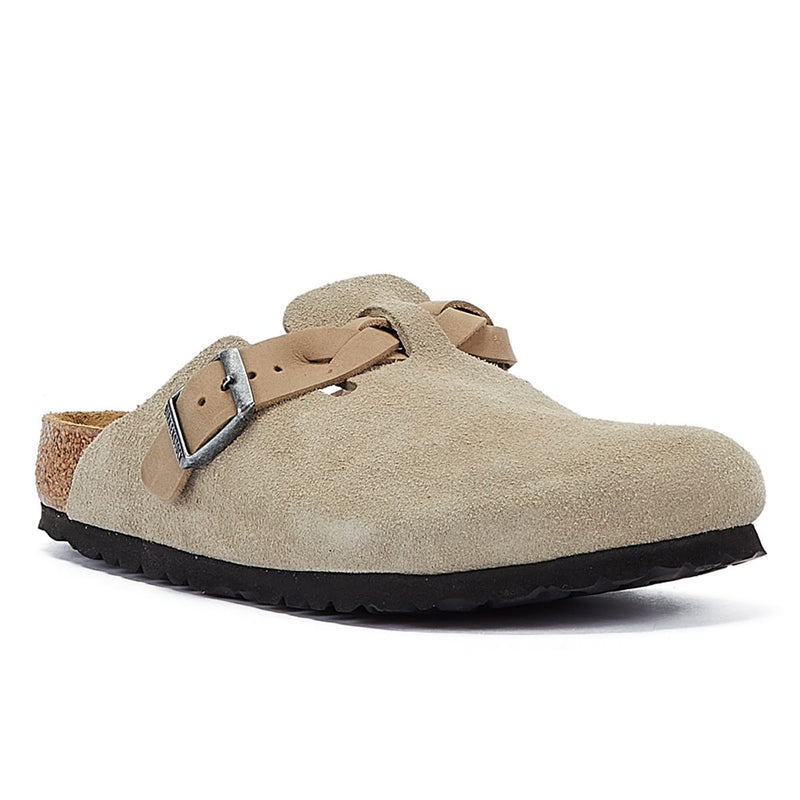 Birkenstock Boston Braided Women's Taupe Suede Regular Clogs