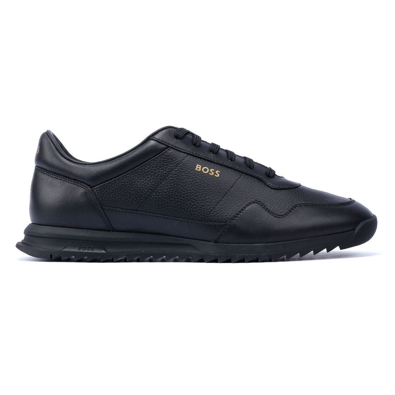 Boss Zayn Low Leather Men's Black/Gold Trainers