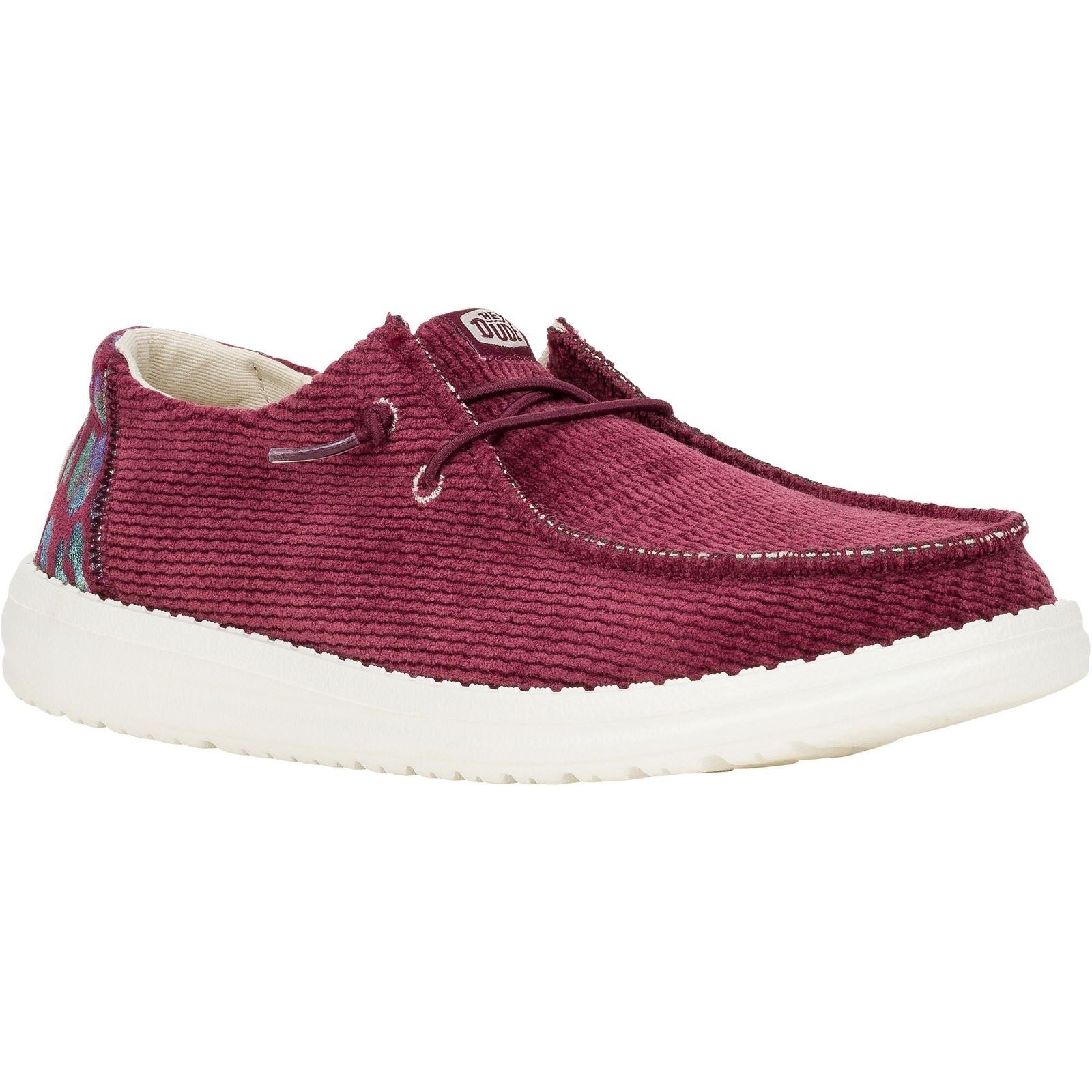 HEYDUDE Wendy Corduroy Leo Polyester Women's Burgundy Loafers