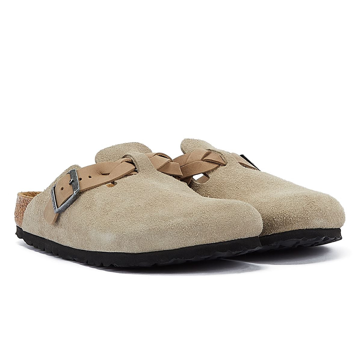 Birkenstock Boston Braided Women's Taupe Suede Regular Clogs