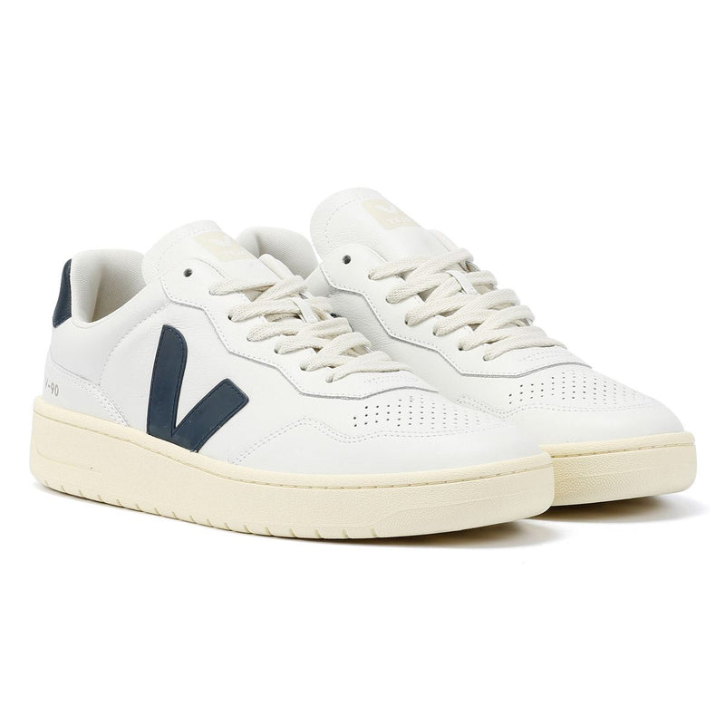 Veja V-90 Leather Men's White/Navy Trainers