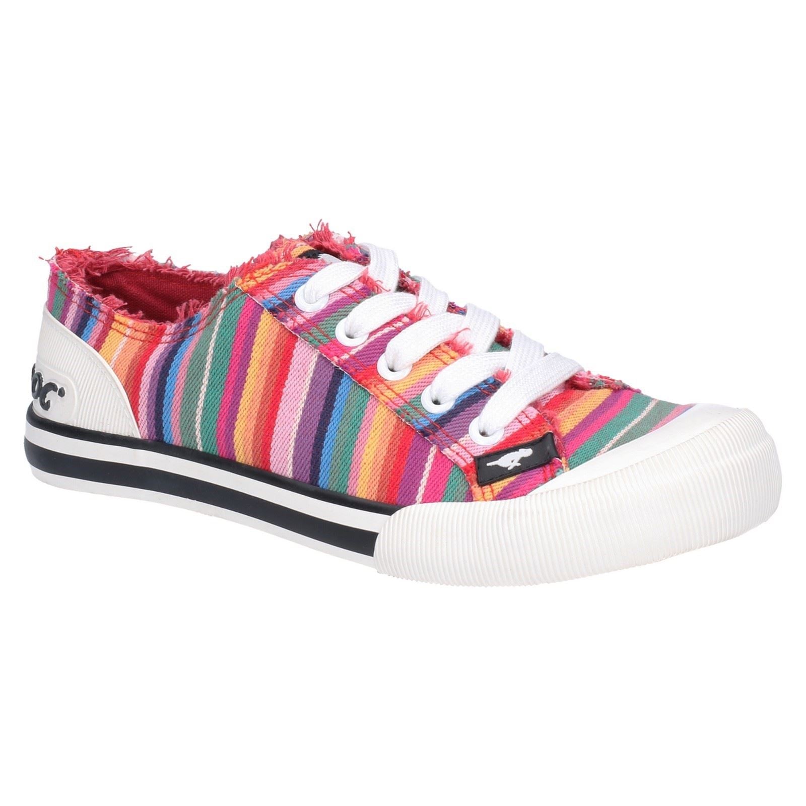 Rocket Dog Jazzin Eden Stripe Cotton Women's Red Multi Trainers