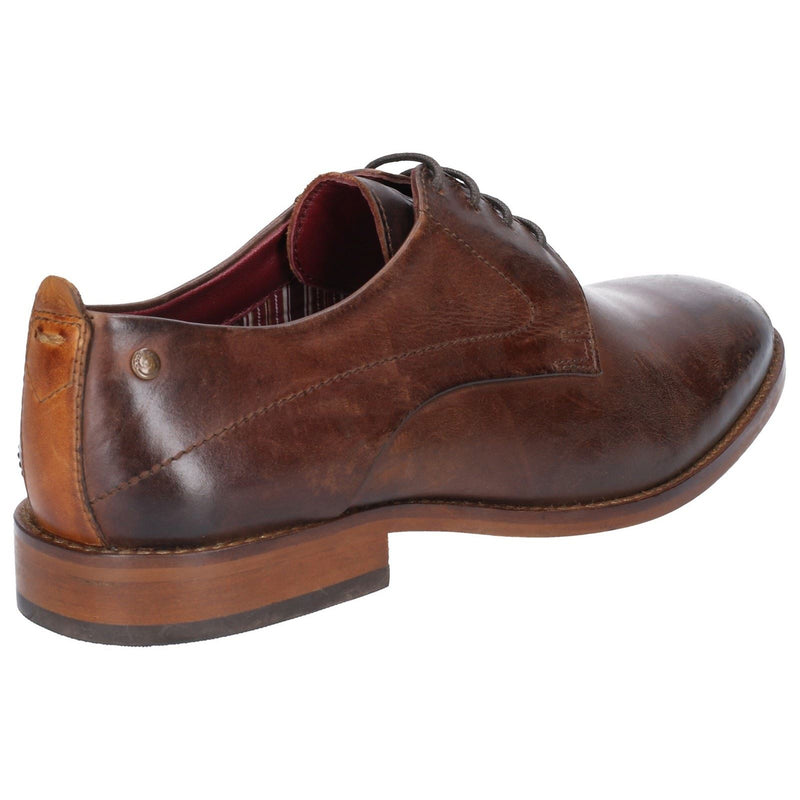 Base London Script Washed Leather Men's Brown Oxford Shoes