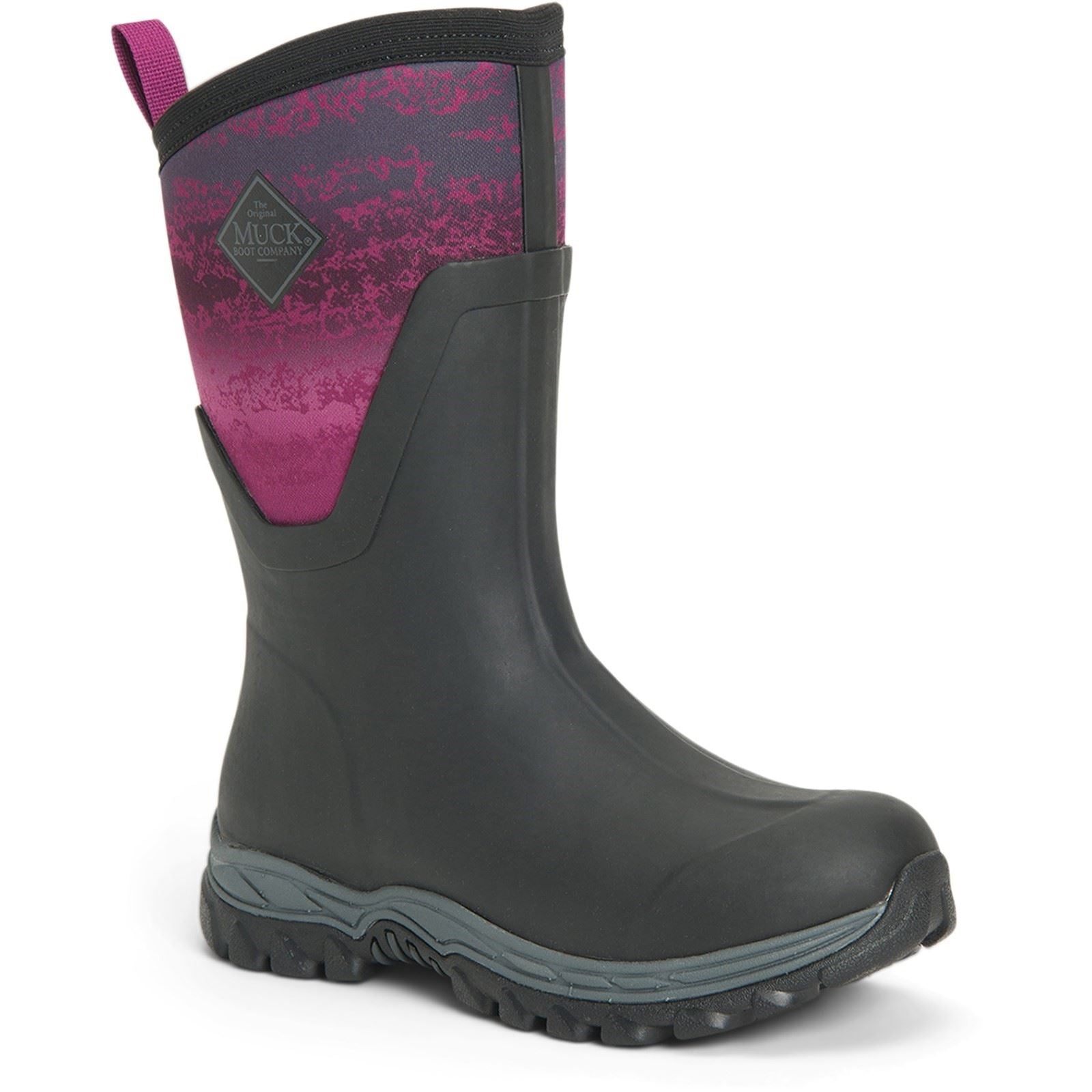 Muck Boots Arctic Sport Mid Rubber Black/Magenta Wellington Boots