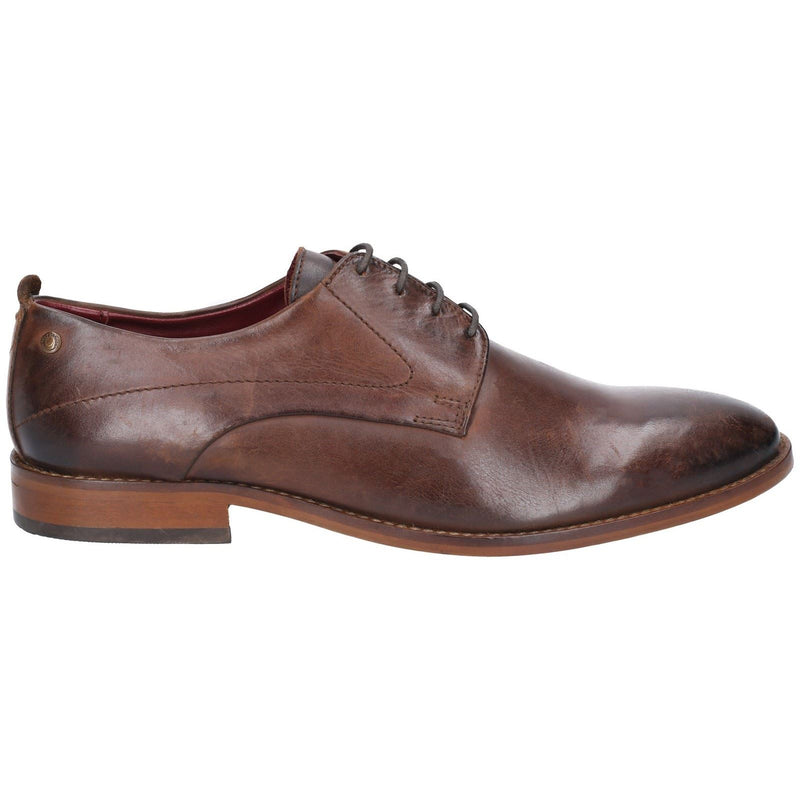 Base London Script Washed Leather Men's Brown Oxford Shoes