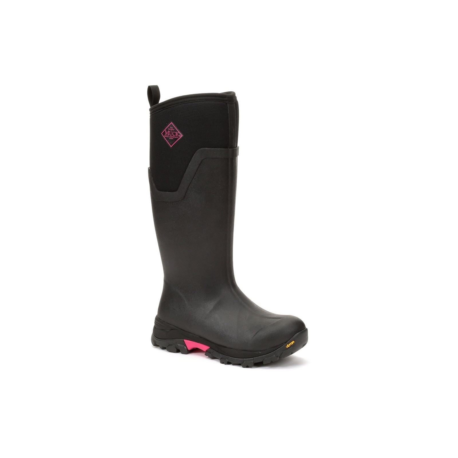 Muck Boots Arctic Ice Tall Rubber Black/Hot Pink Wellington Boots