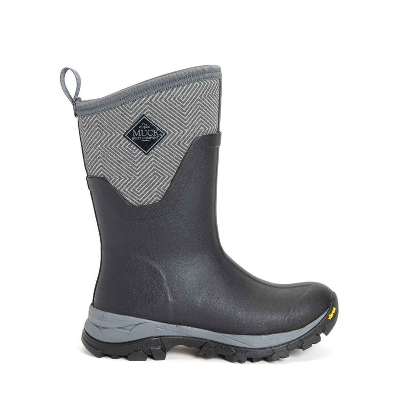 Muck Boots Arctic Ice Mid AGAT Rubber Black/Grey Geometric Wellington Boots