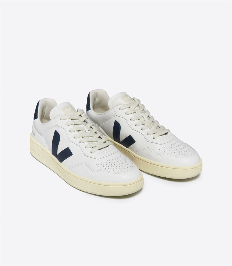 Veja V-90 Leather Women's White/Navy Trainers