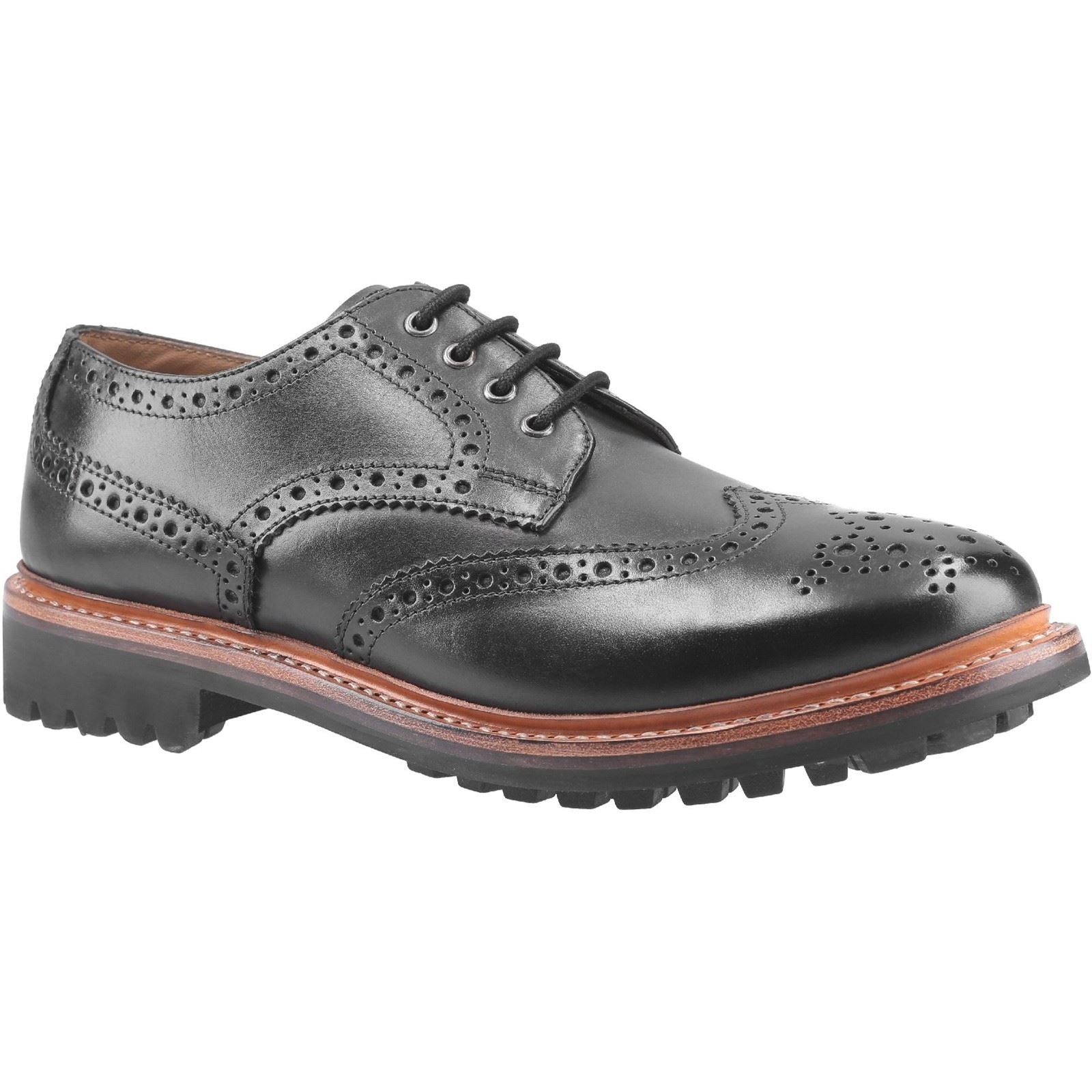 Cotswold Quenington Commando Leather Men's Black Lace-Up Shoes