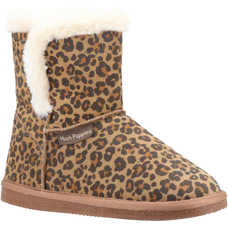 Hush Puppies Ashleigh Suede And Faux Fur Women's Leopard Slippers