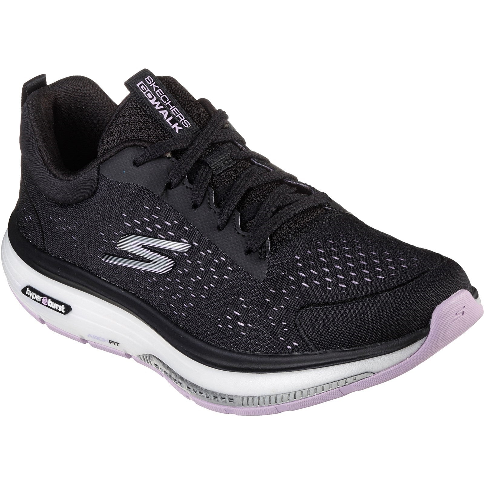 Skechers Womens Go Walk Workout Walker Outpace 124933-BKLV Black/Lavender Lace up Shoe