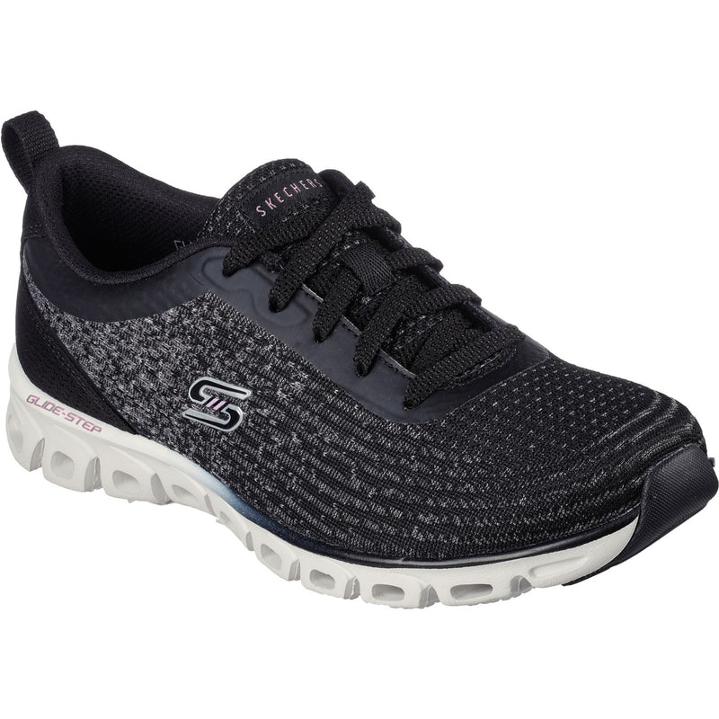 Skechers Womens Glide-Step Head Start 104325-BKW Black Lace Up Shoe