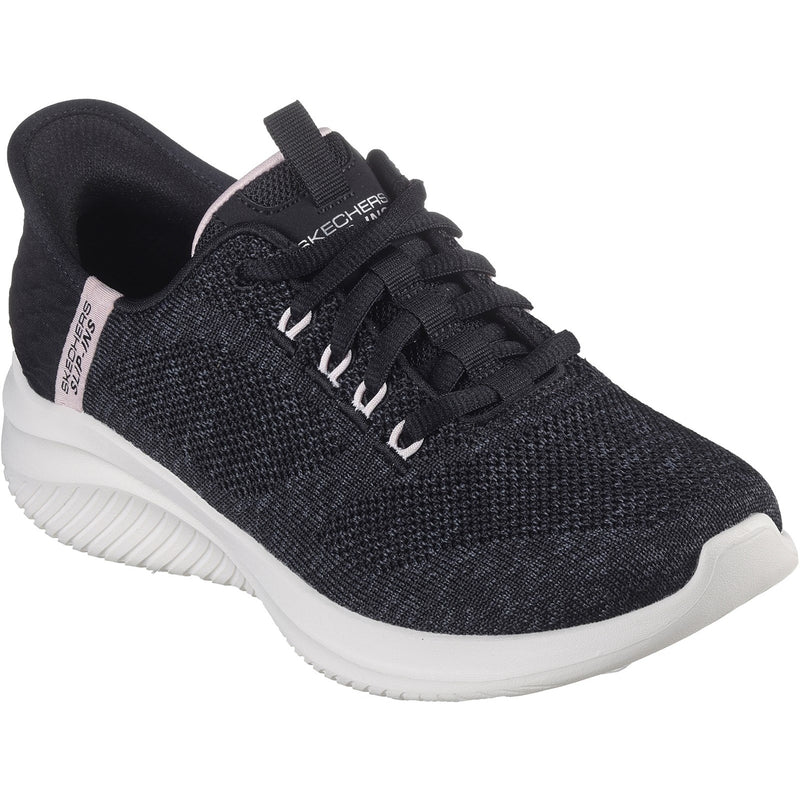 Skechers Womens Ultra Flex 3.0 Easy Step 150178-BKPK Black/Pink Lace Up Shoe