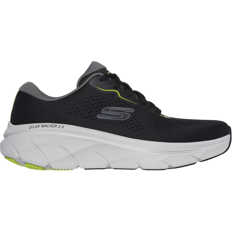 Skechers Mens D'Lux Walker 2.0 232714-BKLM Black /Lime Lace Up Shoe