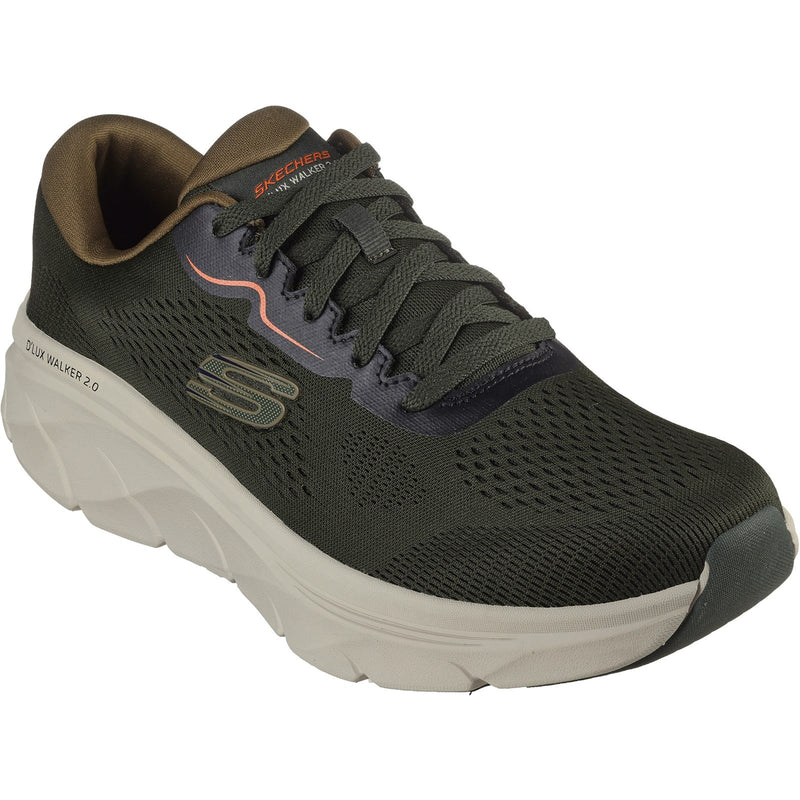 Skechers Mens D'Lux Walker 2.0 232714-OLOR Olive/Orange Lace Up Shoe