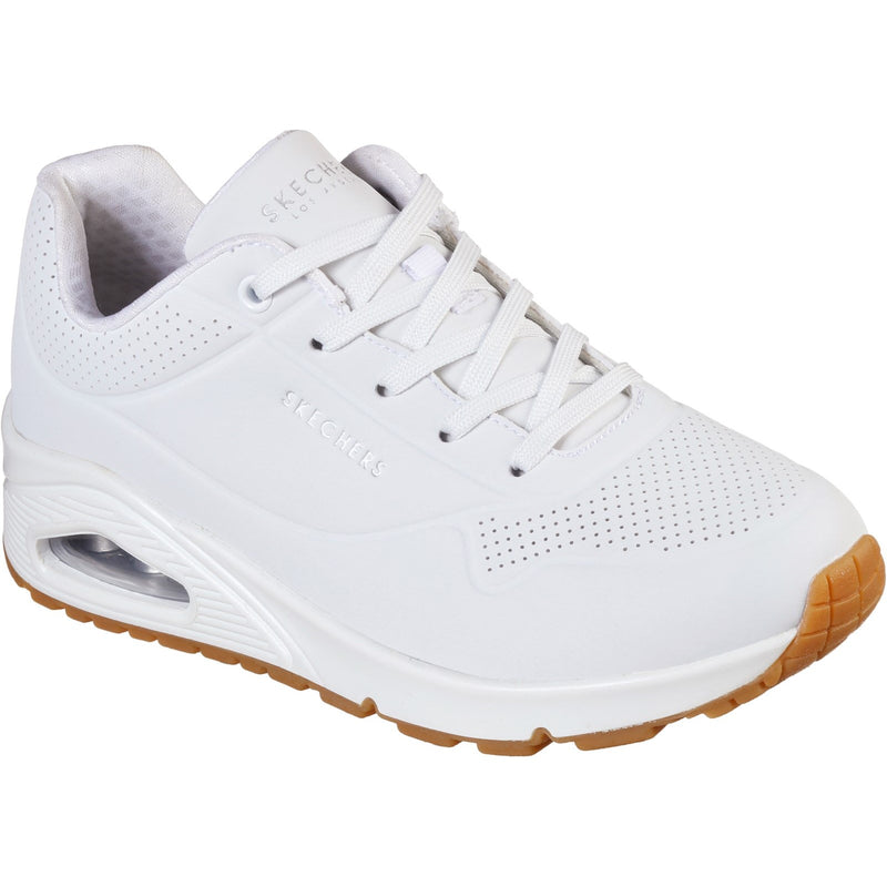 Skechers Womens Uno - Stand on Air 73690W-WHT White Lace Up Shoe