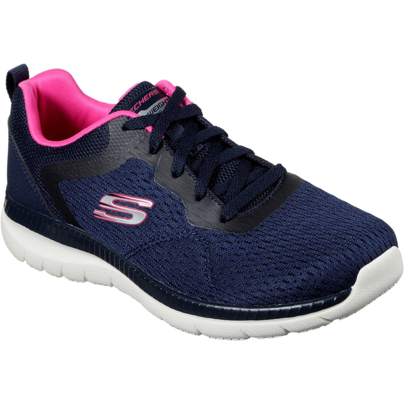 Skechers Womens Bountiful Quick Path 12607-NVHP Navy/Hot Pink Lace Up Shoe