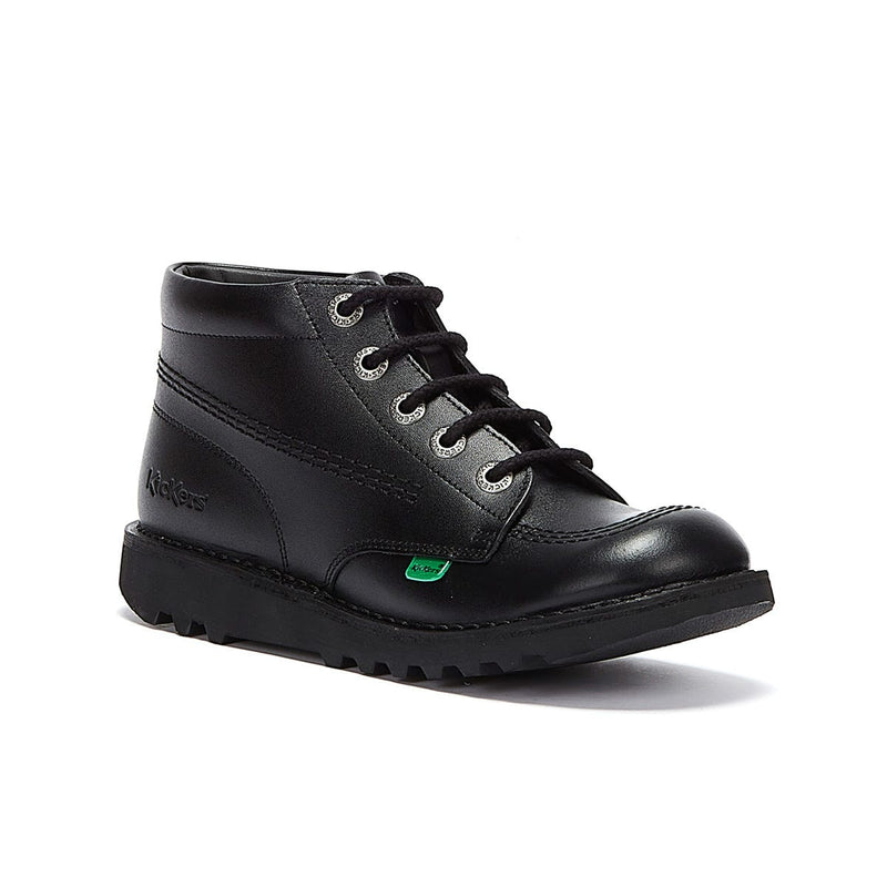 Kickers Kick Hi Youth Black Leather Ankle School Boots