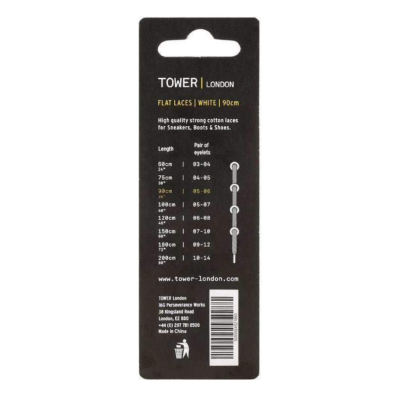 TOWER London White Flat Laces (90cm)